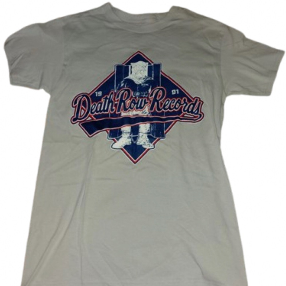 Death Row Records 1991 Lt Blue/ Gray Logo Graphic Men’s T-Shirt Size Small